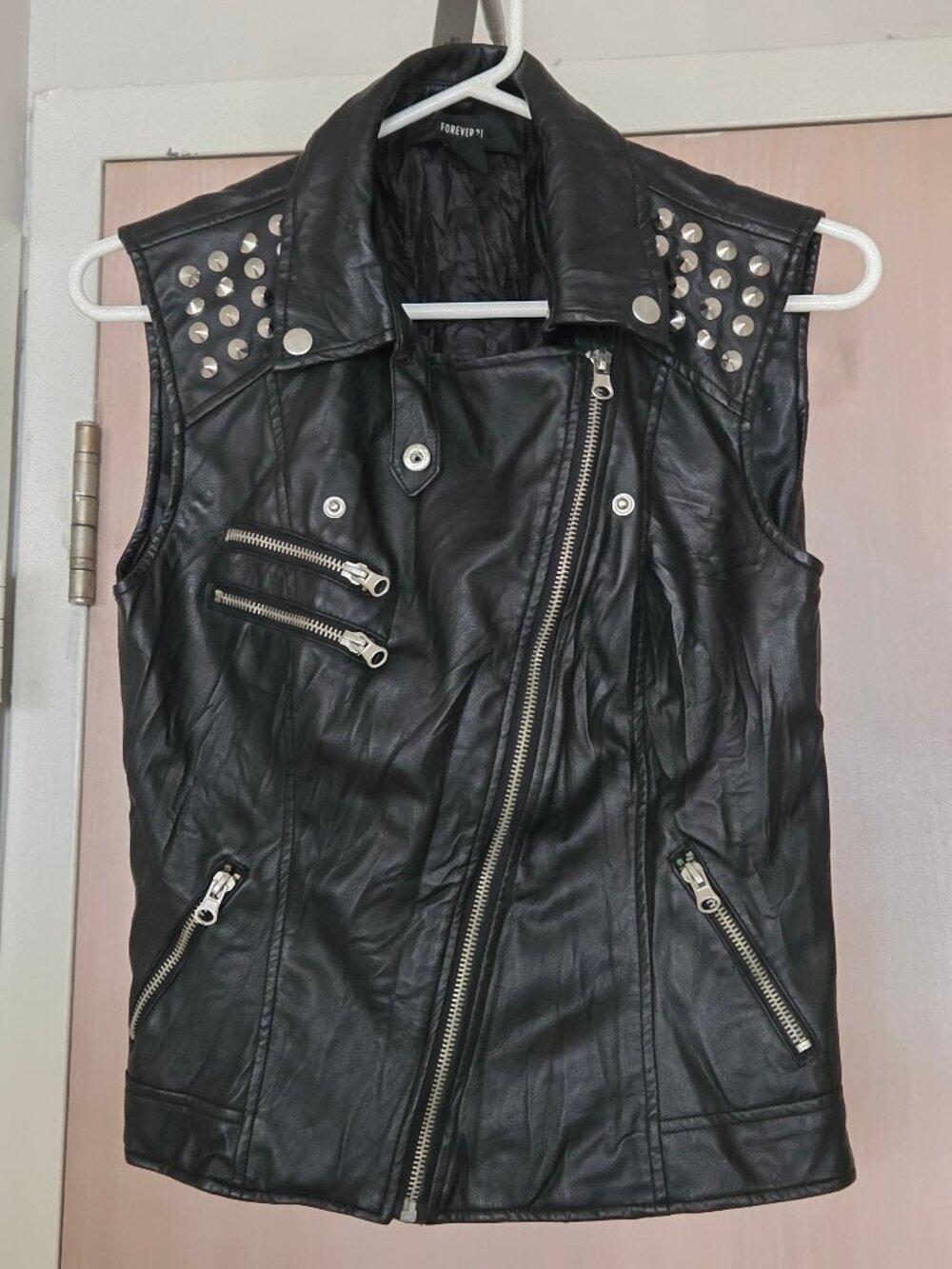 GENTLY USED, FOREVER 21, FAUX LEATHER VEST, SMALL!!!